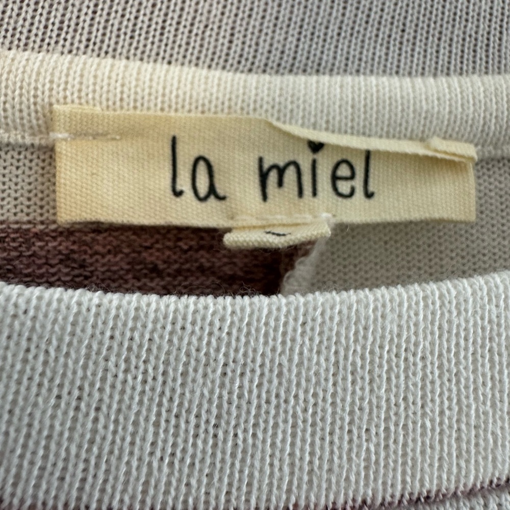 LA MIEL Cream and Maroon Striped Tunic | Size Large - Picture 3 of 7